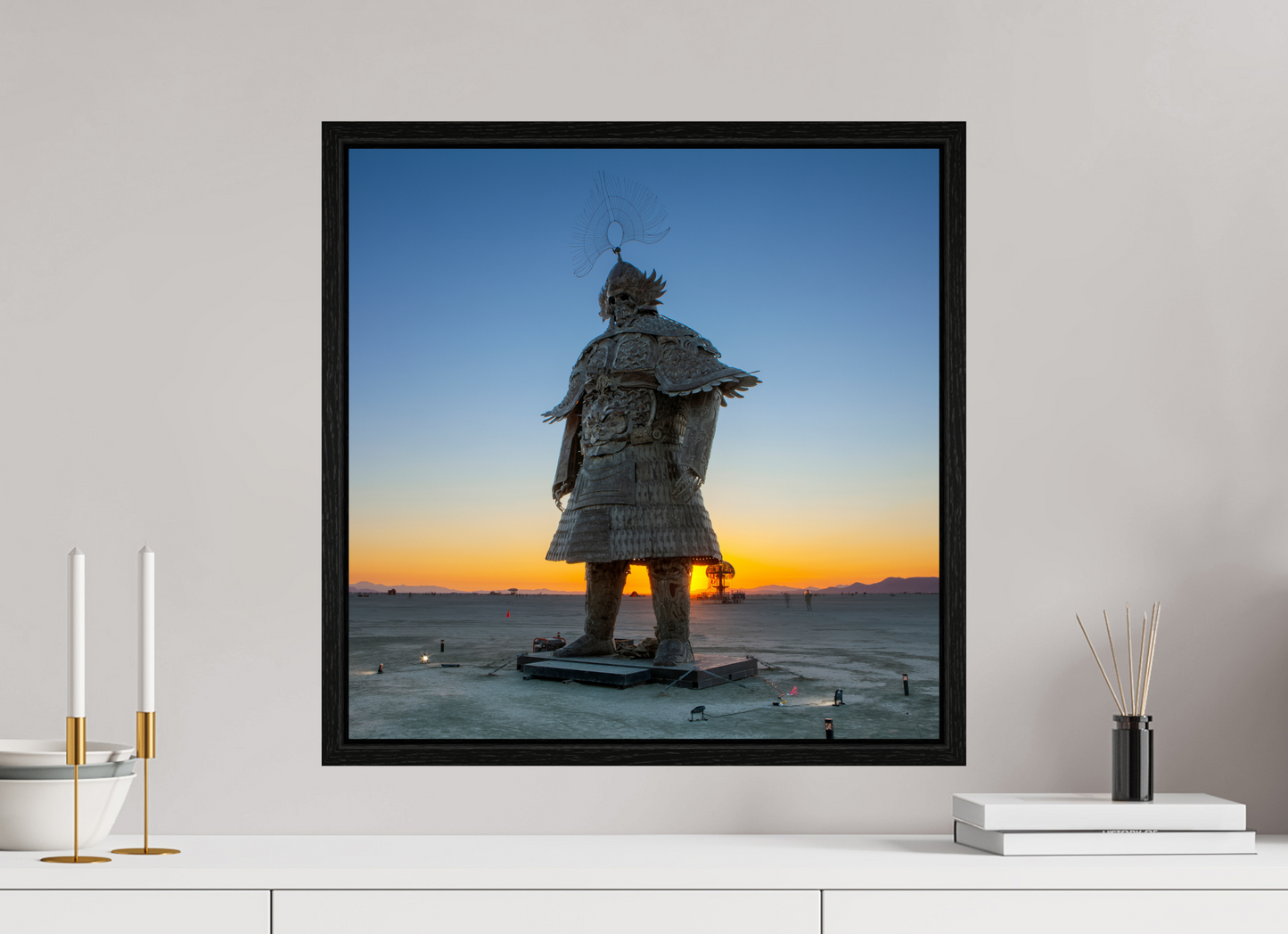 20 x 20″, Floater Frame Burning Man - The Samurai