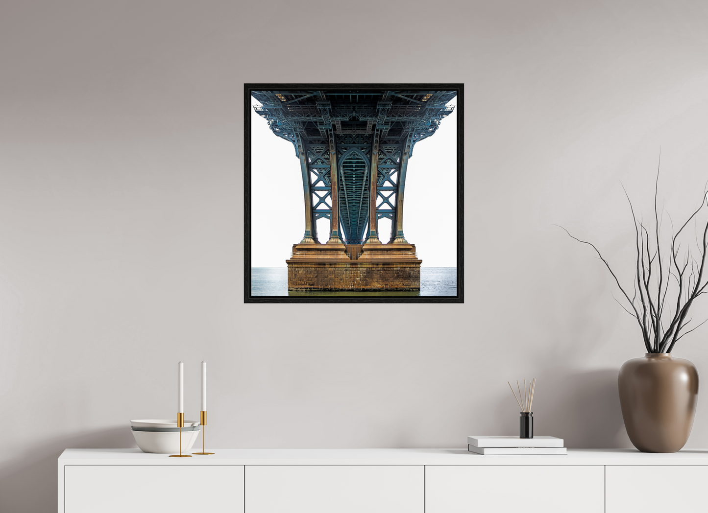 25 x 25″, Floater Frame Manhattan Bridge