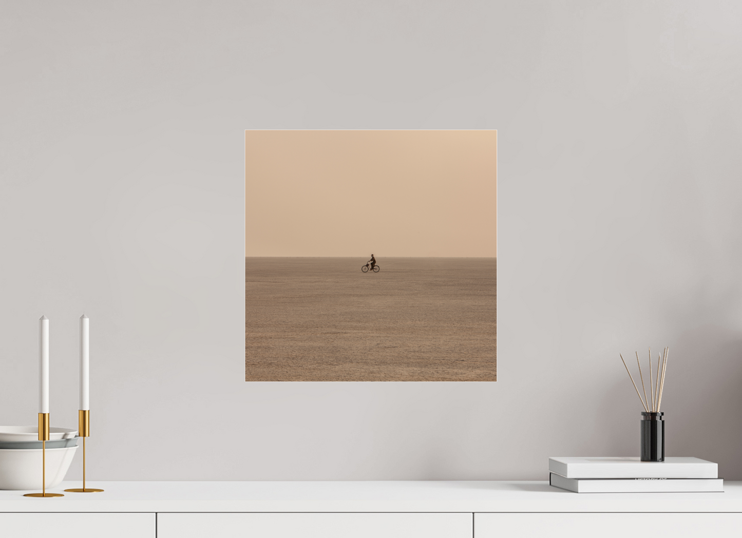 15 x 15″, Frameless Acrylic Glass Burning Man - Woman on Bike