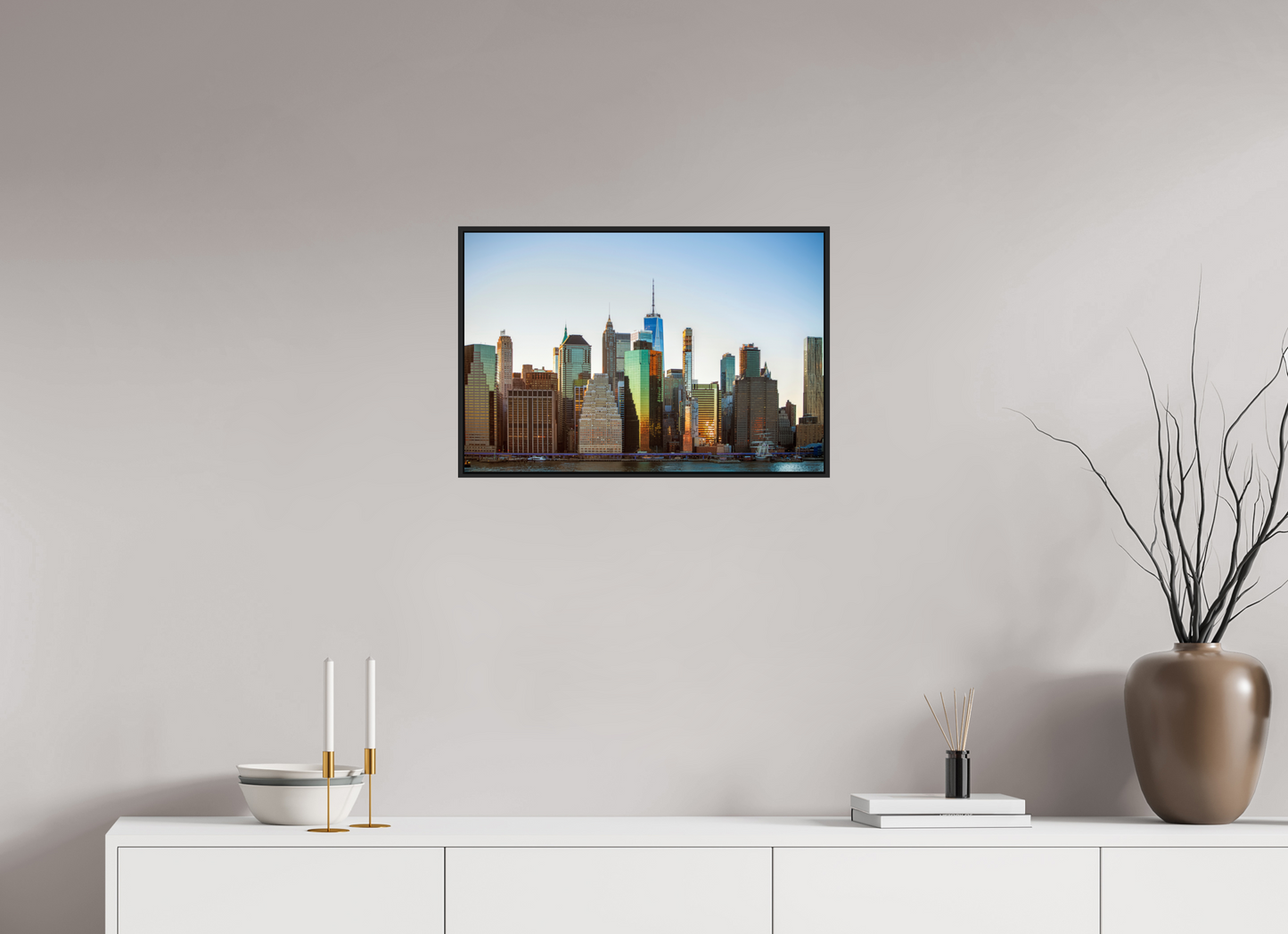 24 x 16″, Black Matte Frame, No Border Lower Manhattan