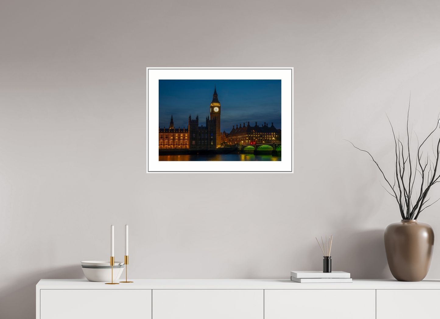 24 x 16″, White Matte Frame Big Ben