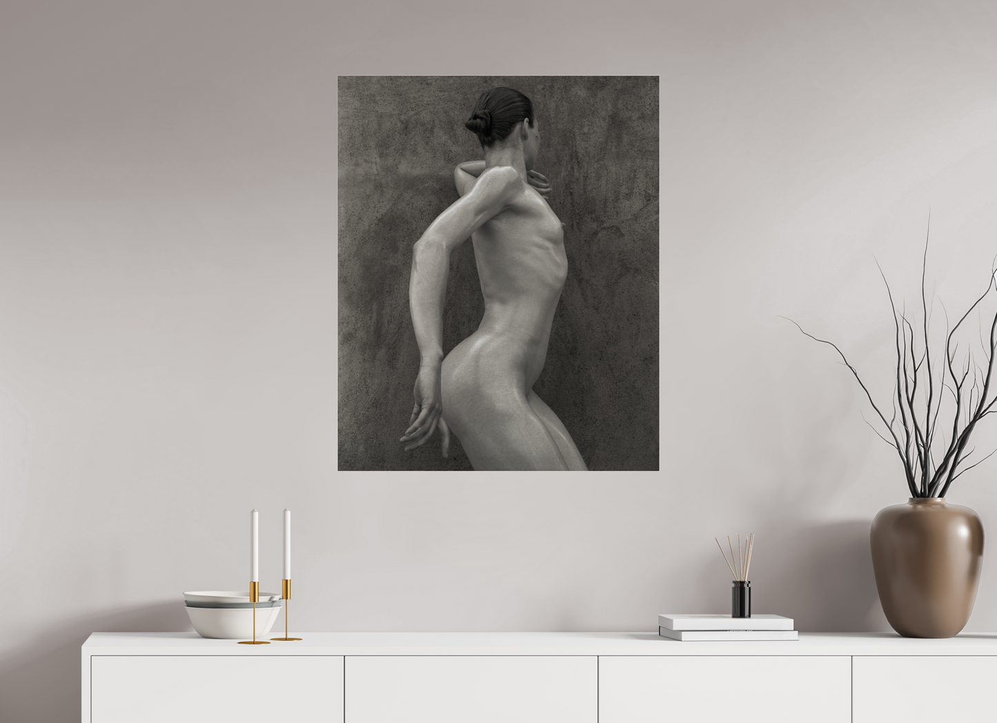 28 x 34.4″, Frameless Acrylic Glass Nude