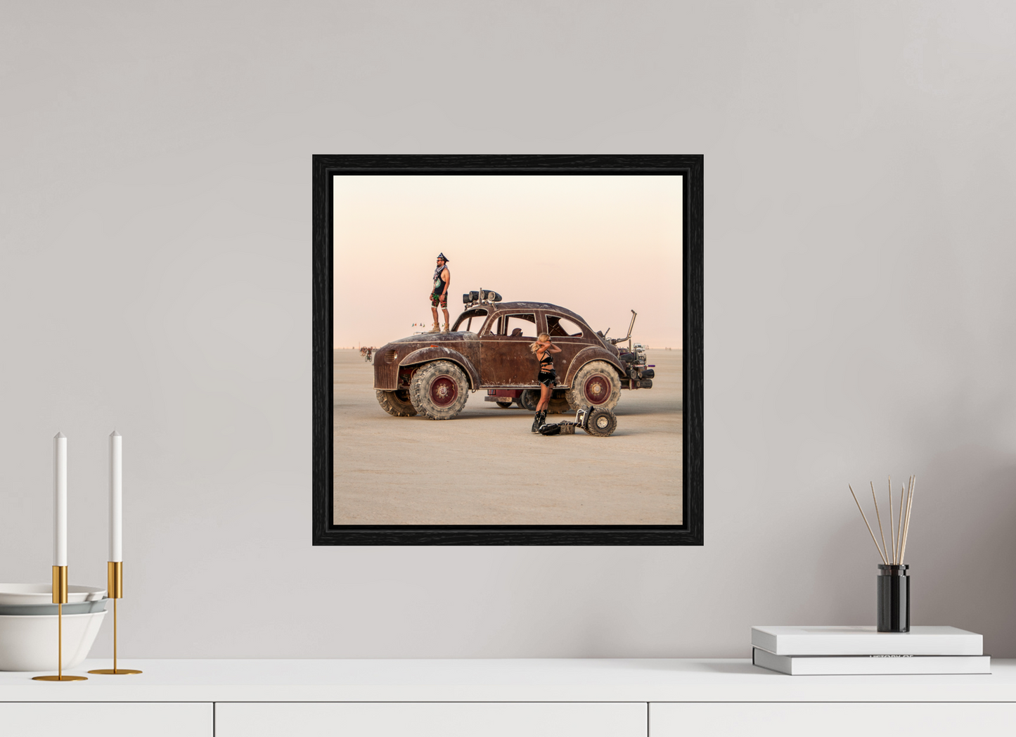 15 x 15″, Floater Frame Burning Man - Art Car Large VW