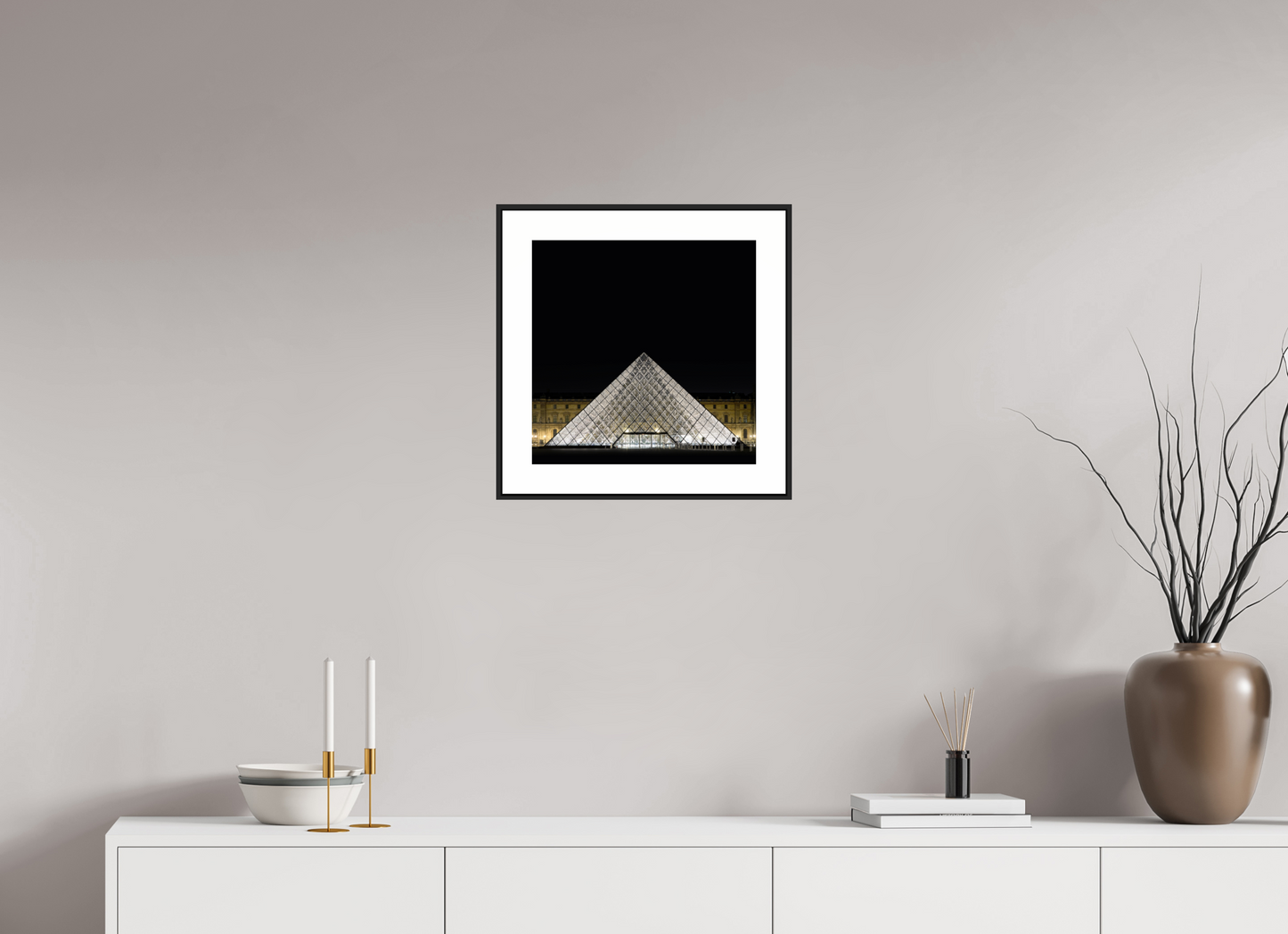15 x 15″, Black Matte Frame The Louvre Pyramid