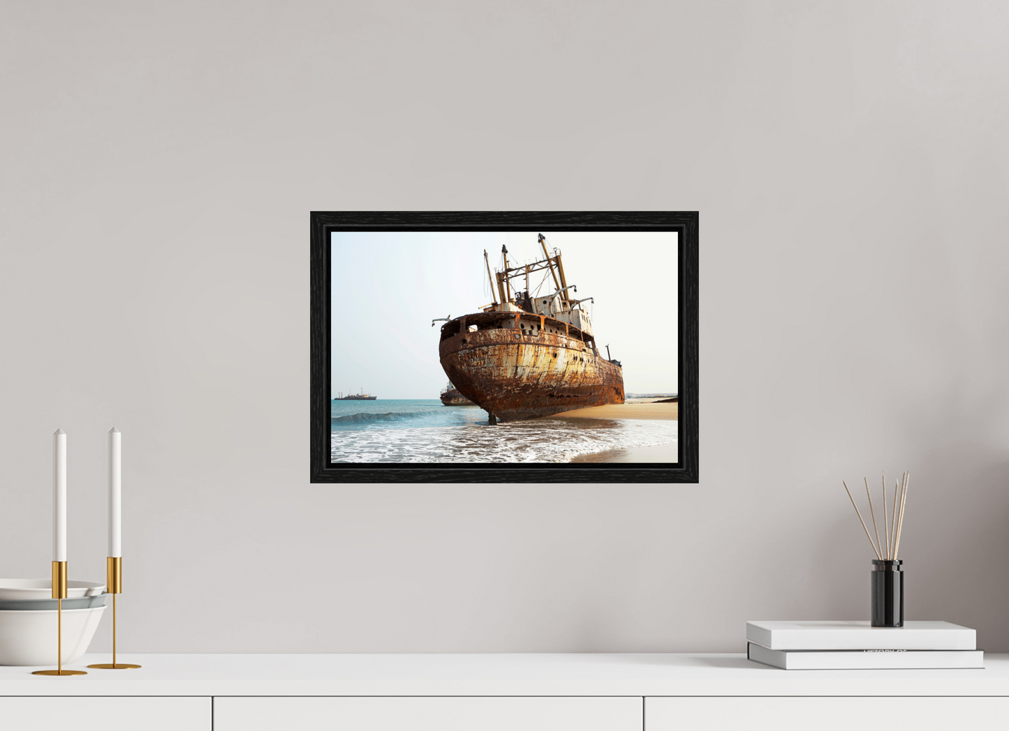 15 x 10″, Floater Frame Grounded Ships Angola