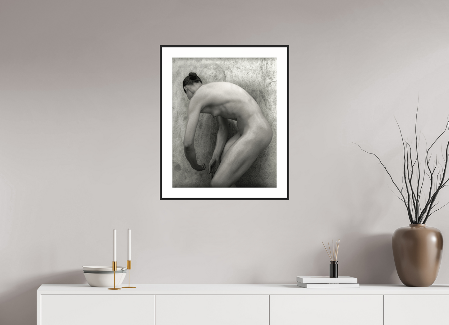 20 x 25″, Black Matte Frame Nude 60