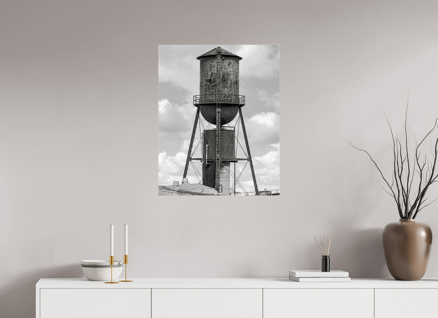 24 x 29.8″, Frameless Acrylic Glass Green Water Tower