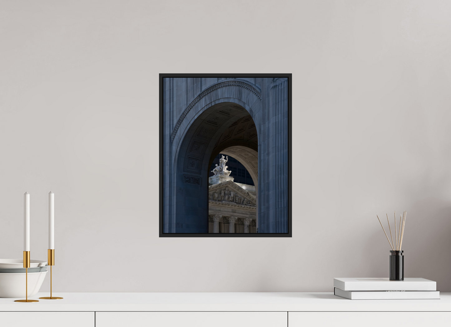 12 x 15″, Black Matte Frame, No Border Arches with Sculptures