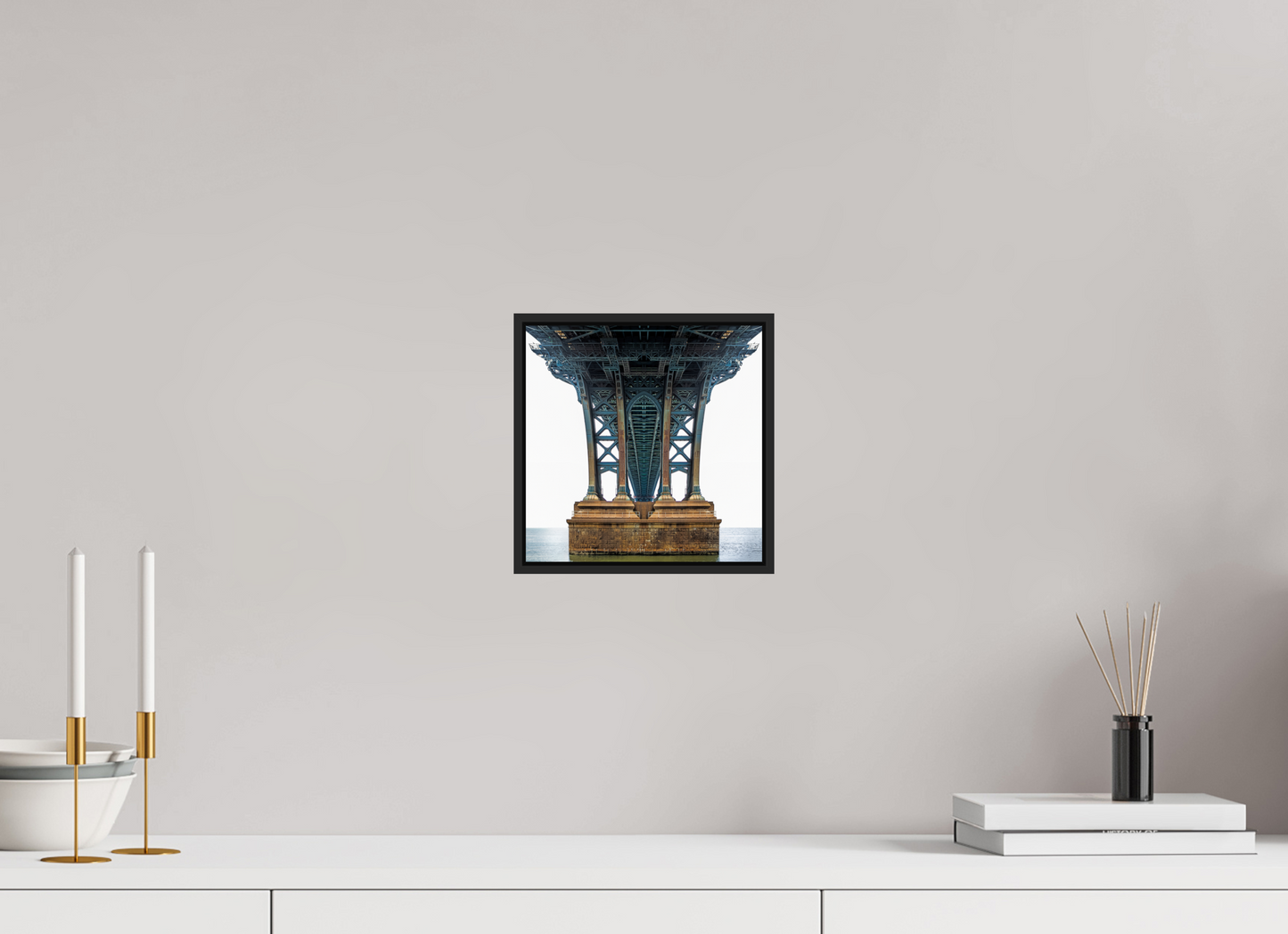 8 x 8″, Black Matte Frame, No Border Manhattan Bridge