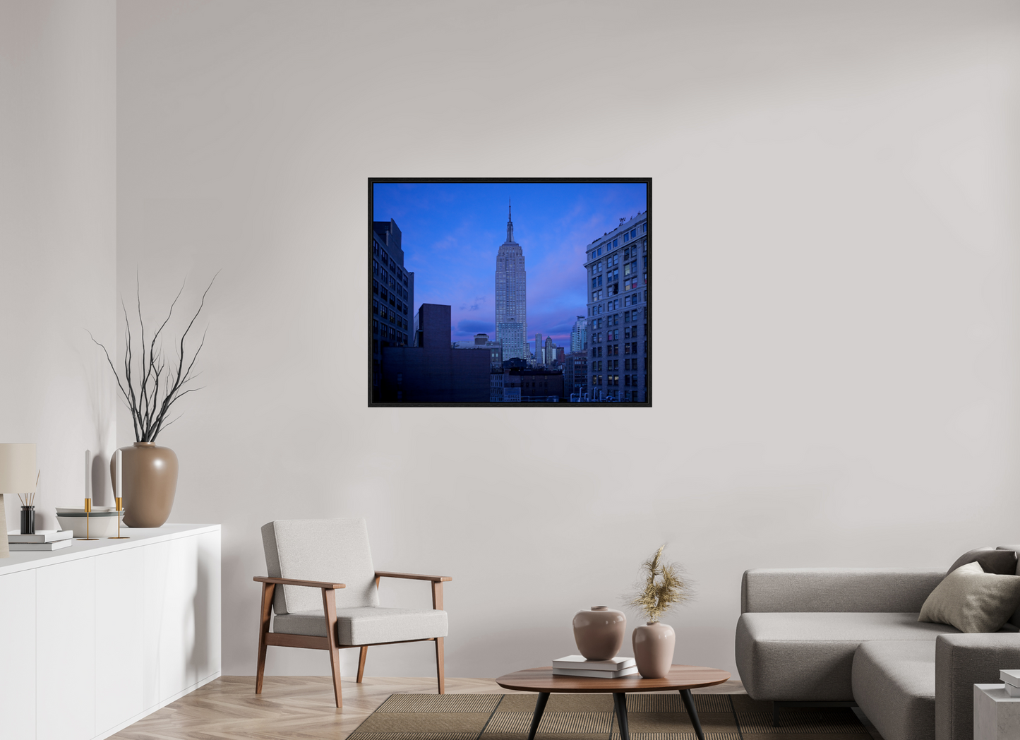 43.7 x 35″, Floater Frame The Empire State Building at Dusk