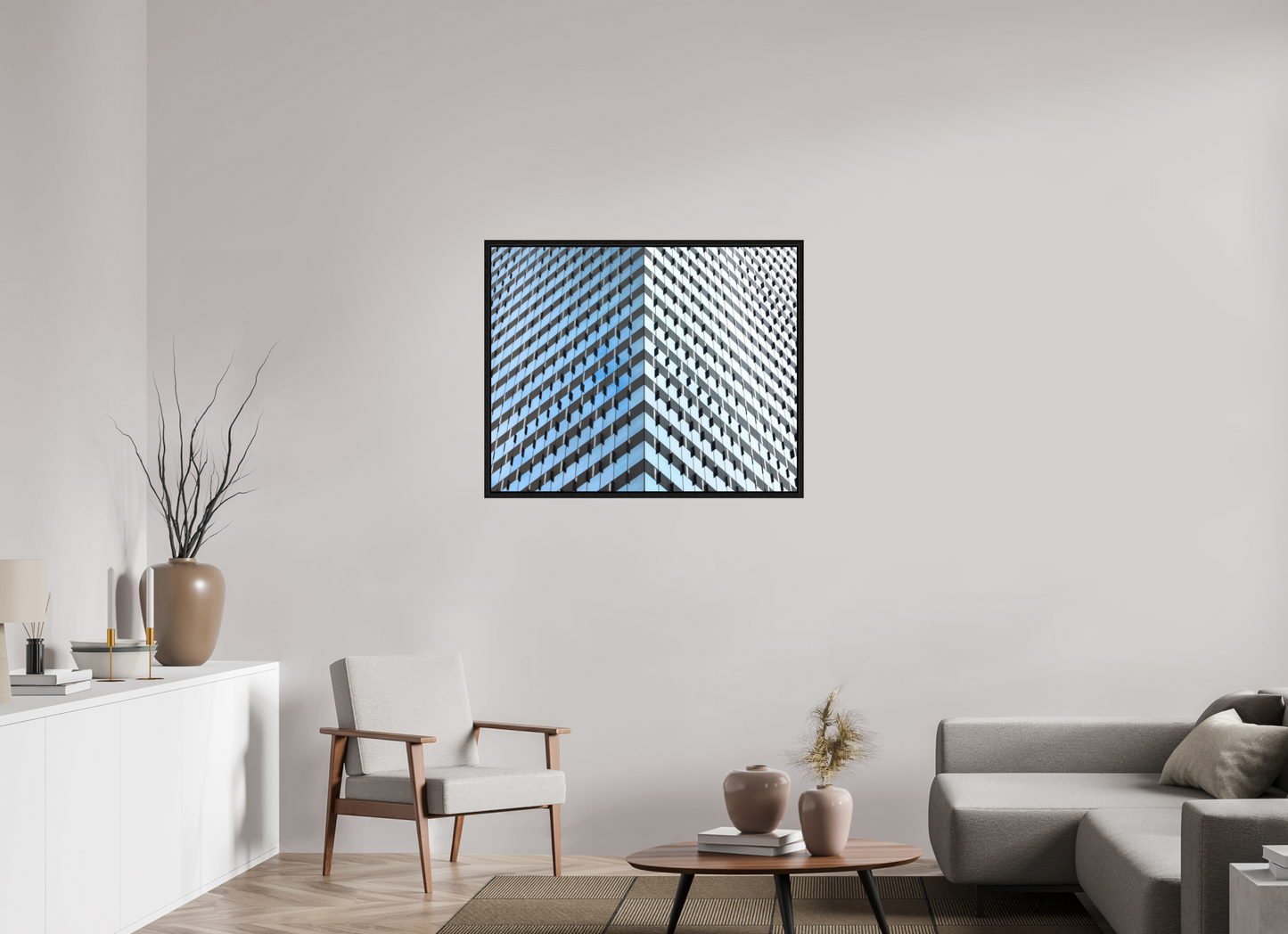 38.7 x 31″, Floater Frame Glass Facade