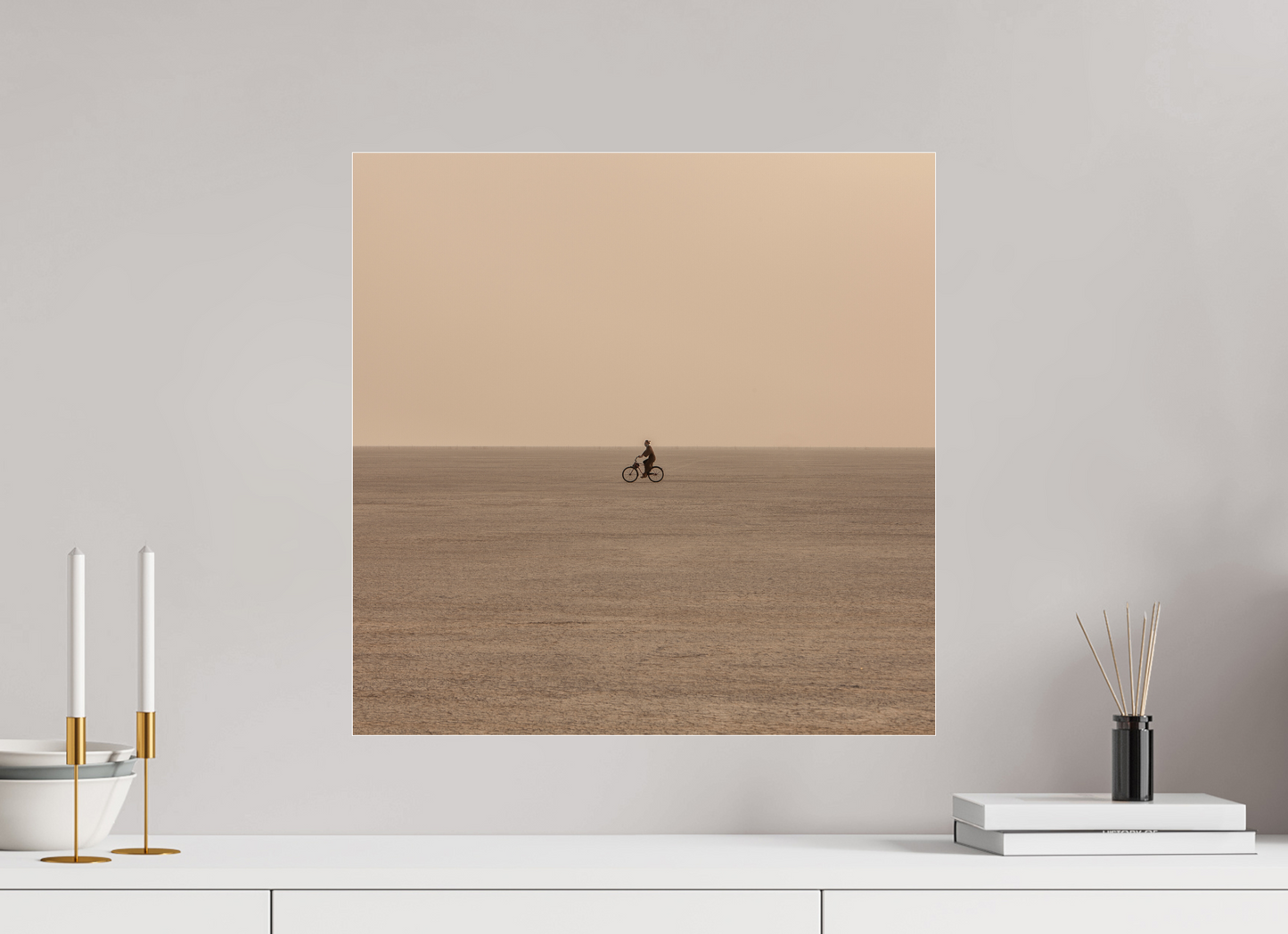 20 x 20″, Frameless Acrylic Glass Burning Man - Woman on Bike