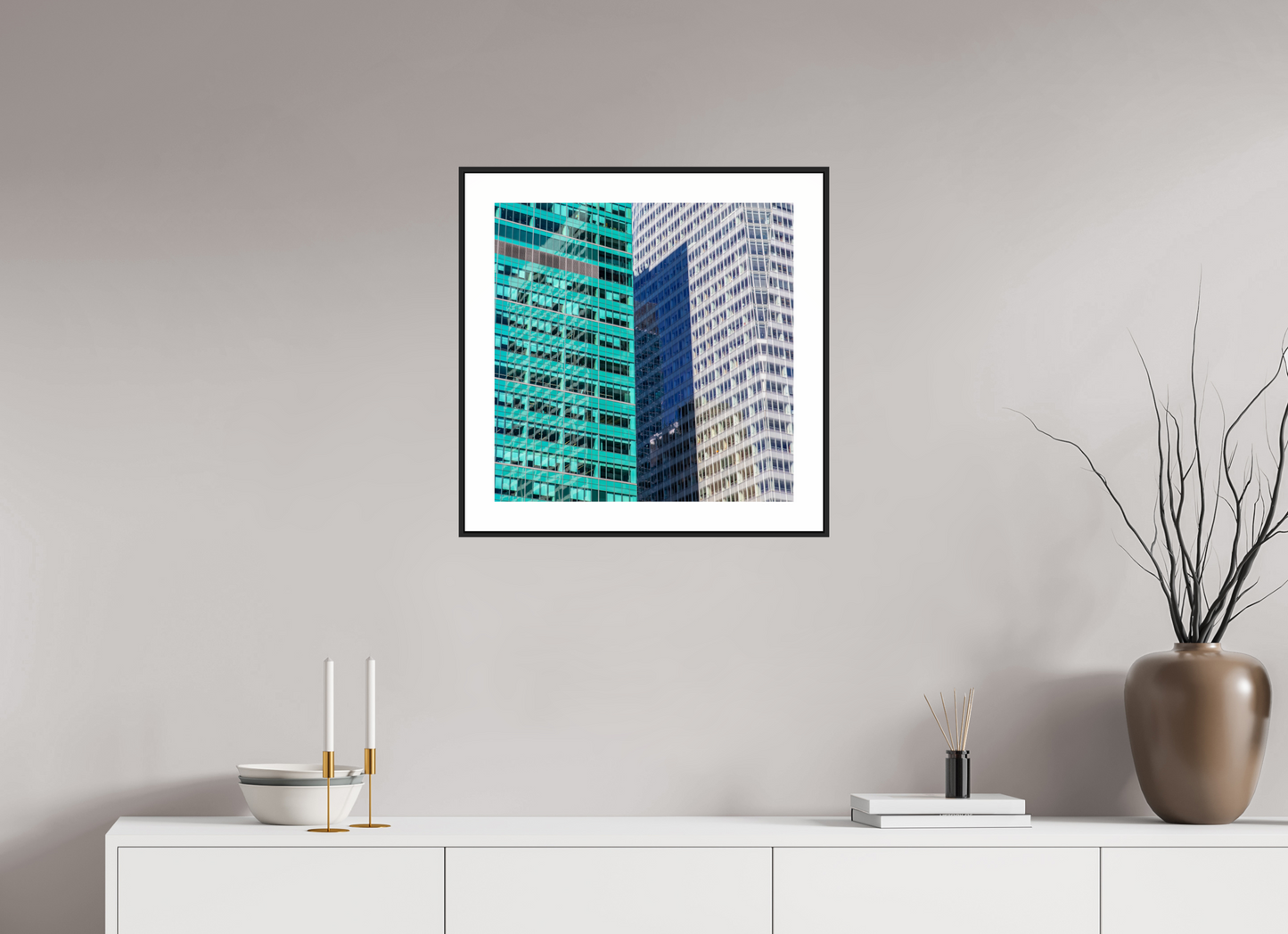 Green and White Office Buildings