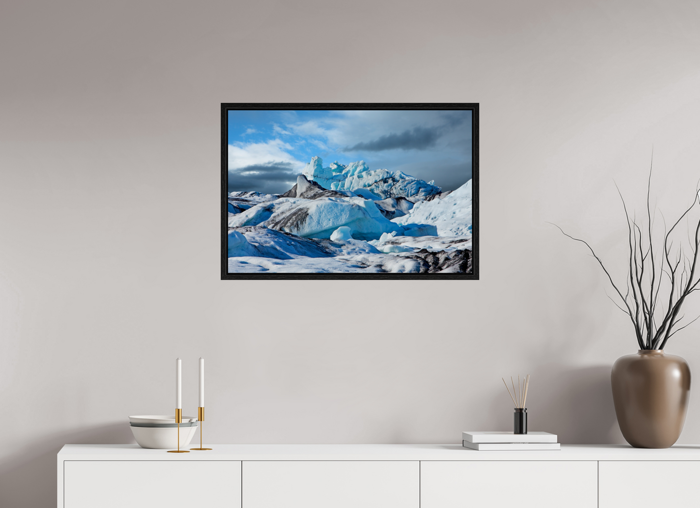30 x 20″, Floater Frame Iceland Icebergs