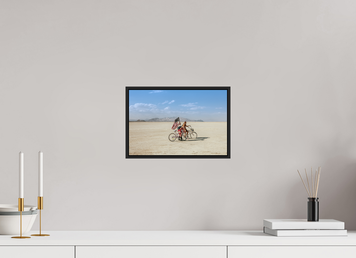 Burning Man - Two with Bikes and USA Flag