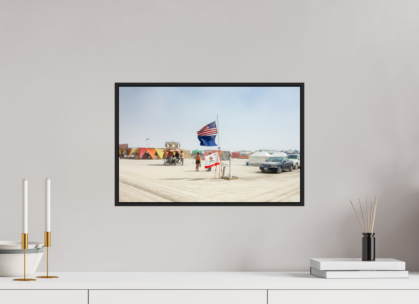 Burning Man - Woman and Flags