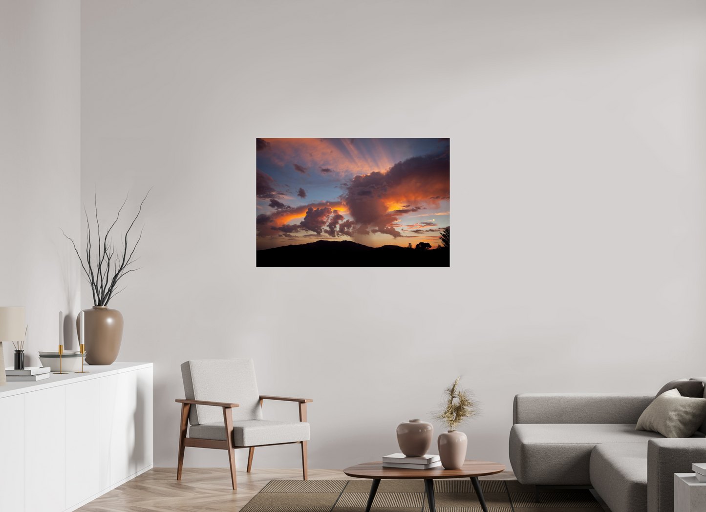 45 x 30″, Frameless Acrylic Glass Sunset with Clouds