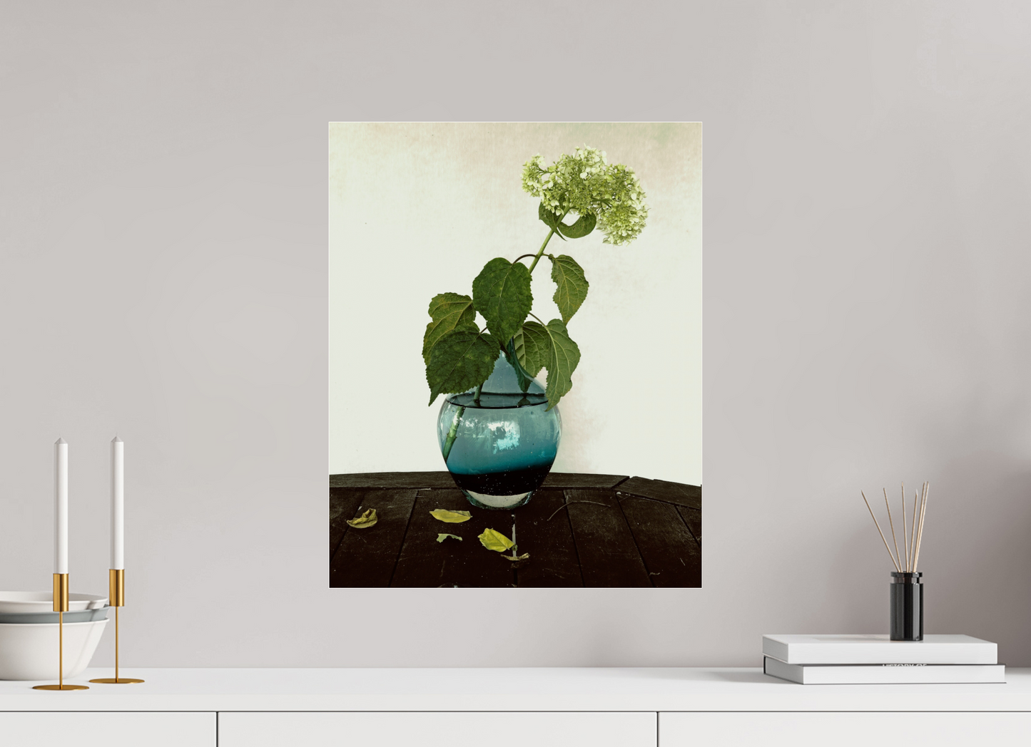 16 x 20″, Frameless Acrylic Glass Flower in Vase on Table