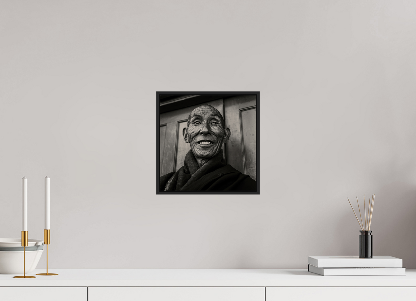 10 x 10″, Black Matte Frame, No Border Reincarnated Tibetan Monk