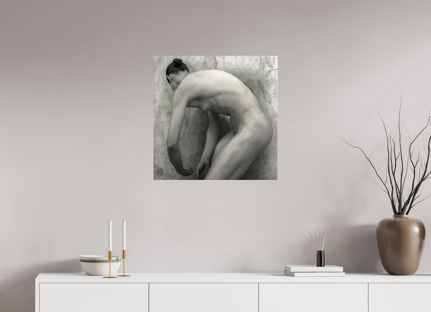25 x 25″, Frameless Acrylic Glass Nude No.60 - square