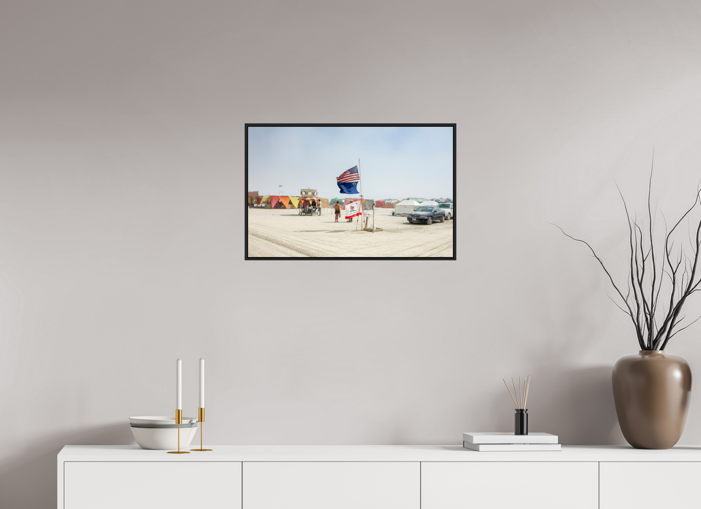 Burning Man - Woman and Flags