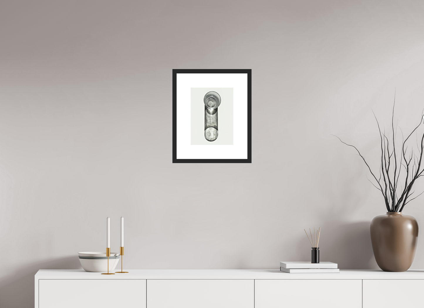 9 x 12″, Solid 0.8" Black Wood Frame With 3" Natural White Passe-Partout with Museum Glass Water Glass with Shadow