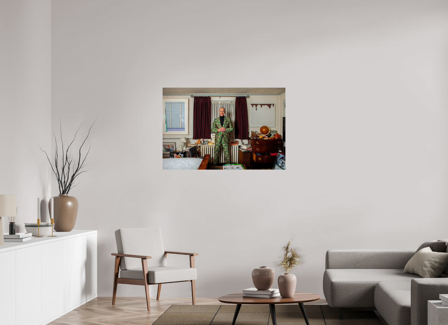 45 x 30″, Frameless Acrylic Glass John Waters in his Bedroom