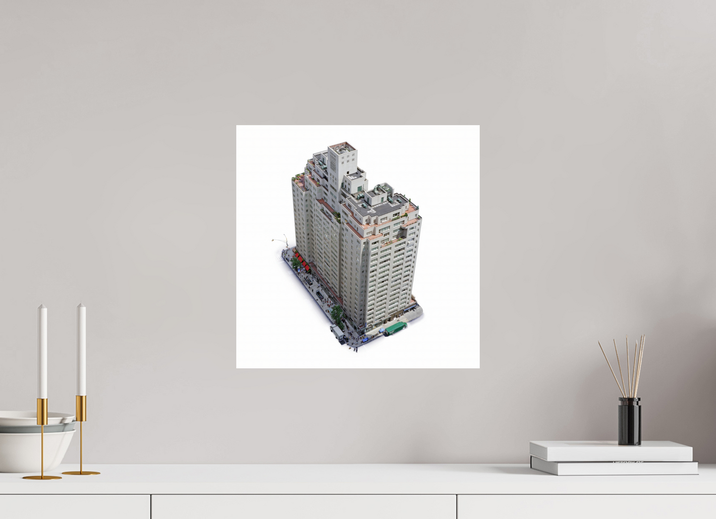 15 x 15″, Frameless Acrylic Glass New York City Apartment  Building