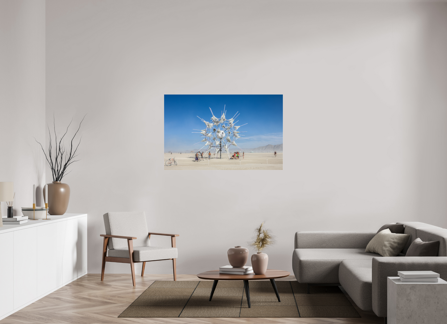 55 x 35″, Frameless Acrylic Glass Burning Man - Gathering at Radia Lumia