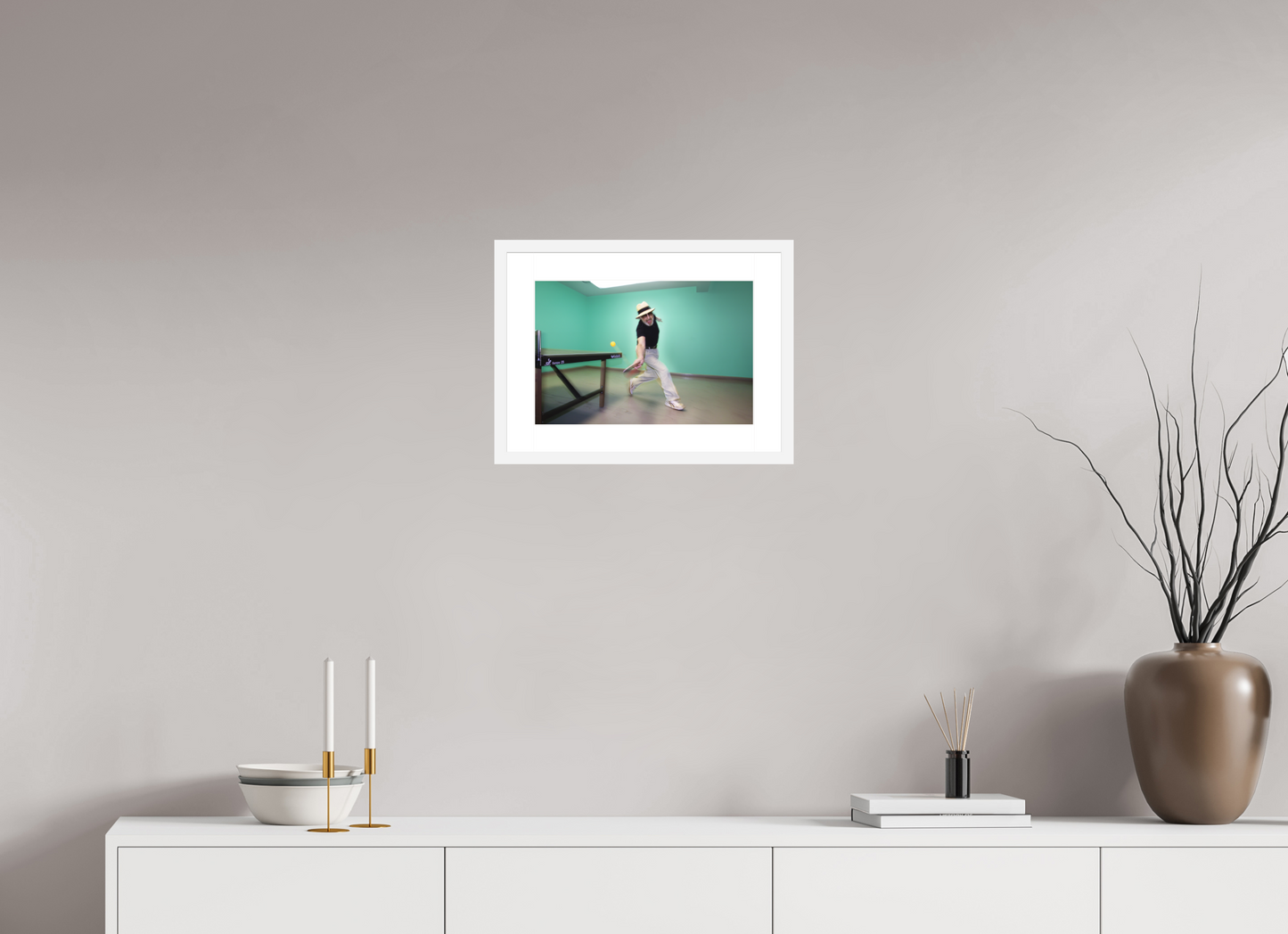 15 x 10″, Solid 0.8" White Wood Frame With 2" Natural White Passe-Partout with Museum Glass Marty (Supreme) Reisman
