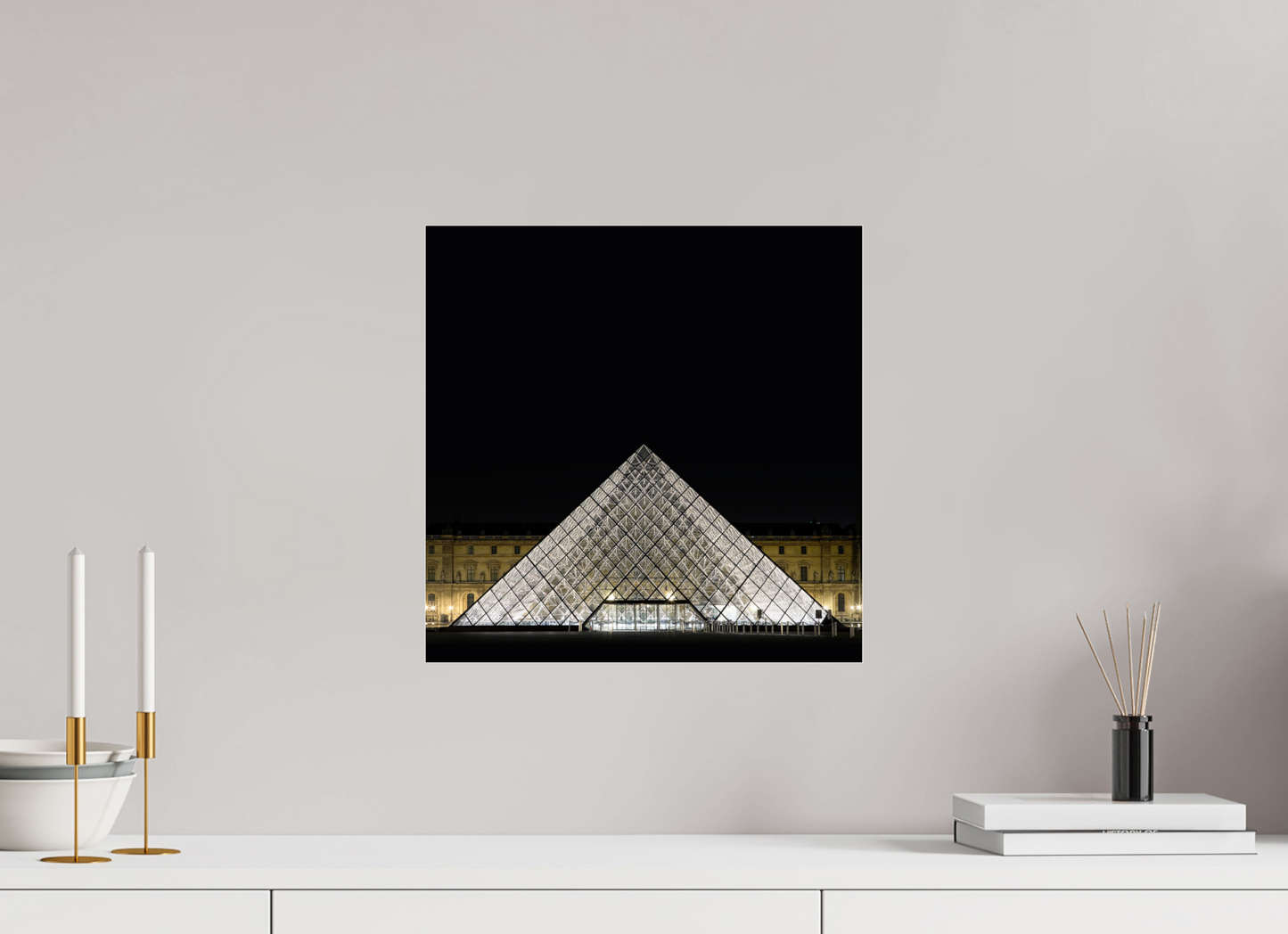 15 x 15″, Frameless Acrylic Glass The Louvre Pyramid
