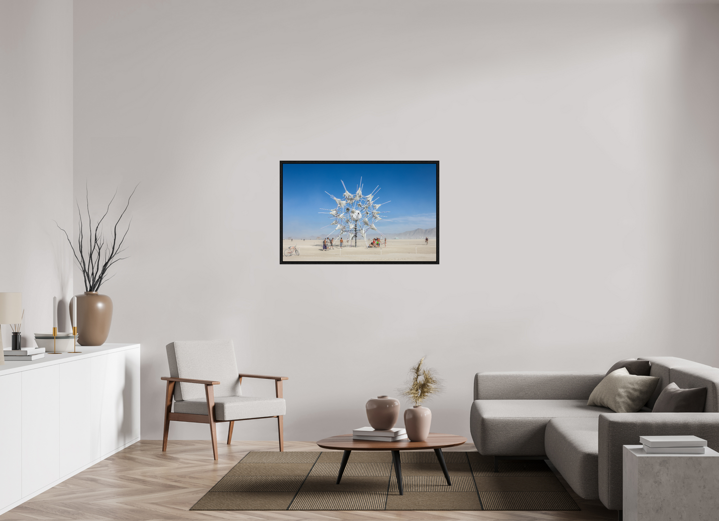 44 x 28″, Floater Frame Burning Man - Gathering at Radia Lumia