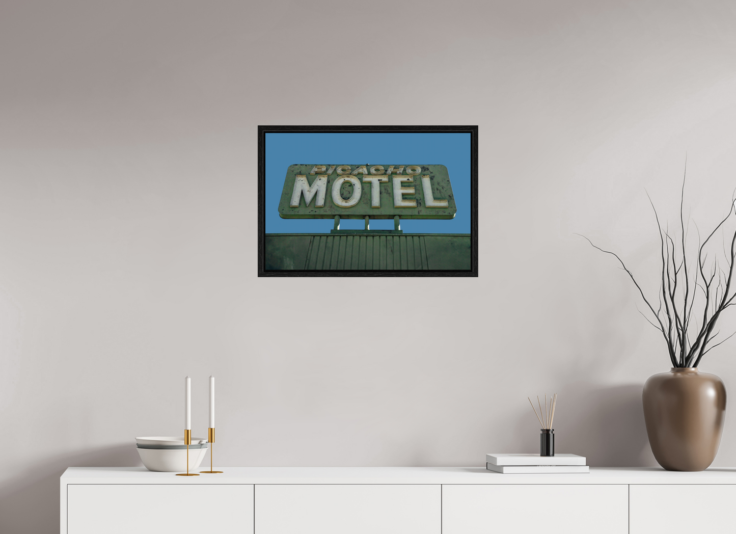 24 x 16″, Floater Frame Picacho Motel Sign