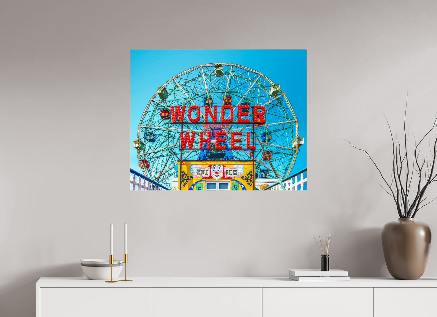 35 x 28″, Frameless Acrylic Glass Wonder Wheel