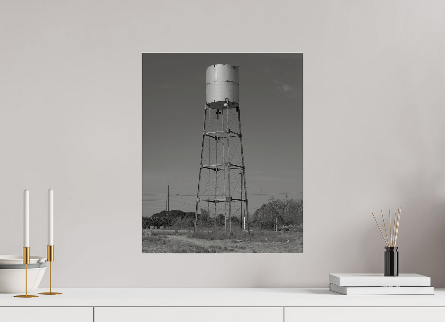 16 x 20″, Frameless Acrylic Glass Cylinder Water Tower