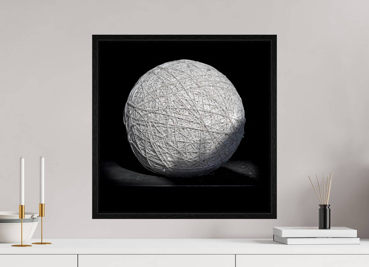 20 x 20″, Floater Frame Ball of String