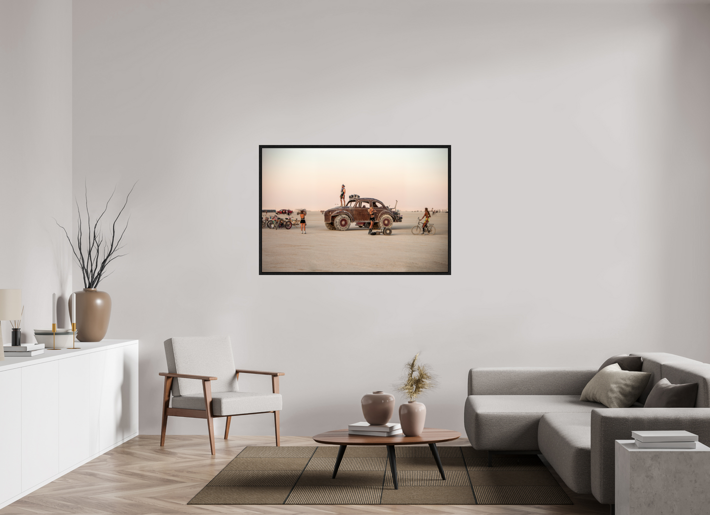 54 x 36″, Floater Frame Burning Man - Art Car Large VW - Full Frame
