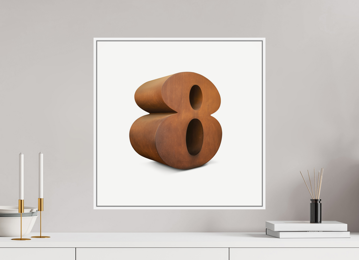 20 x 20″, White Matte Frame, No Border Number 8