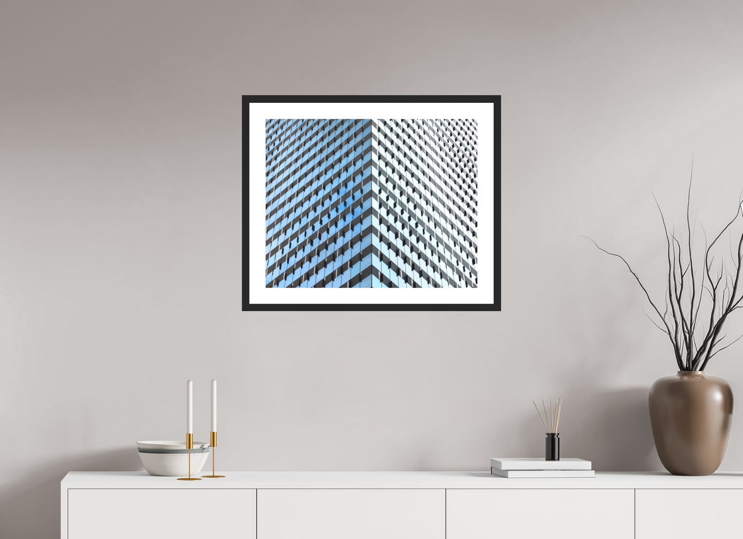 25 x 20″, Solid 0.8" Black Wood Frame With 2" Natural White Passe-Partout with Museum Glass Glass Facade