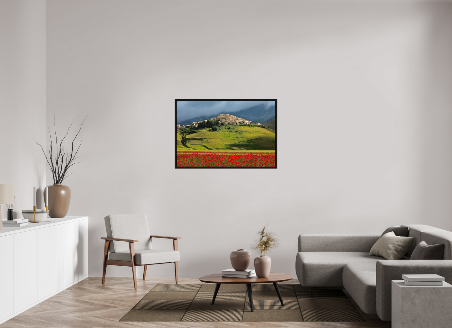 45 x 30″, Floater Frame Castelucci, Umbrian Landscape