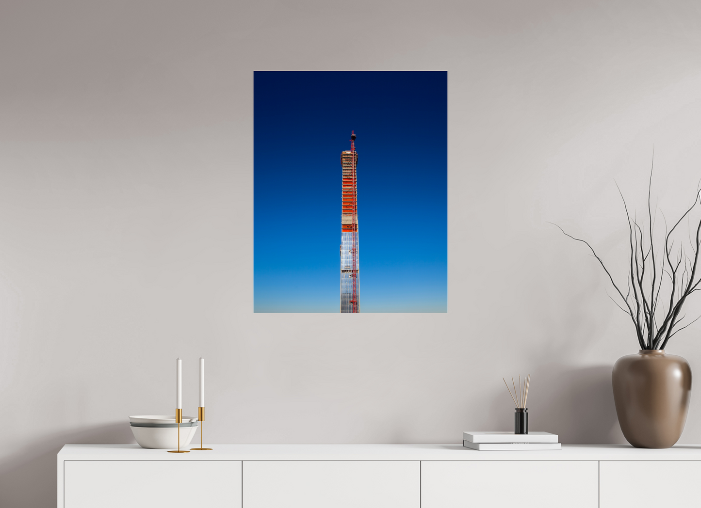 24 x 30″, Frameless Acrylic Glass Steinway Tower Under Construction