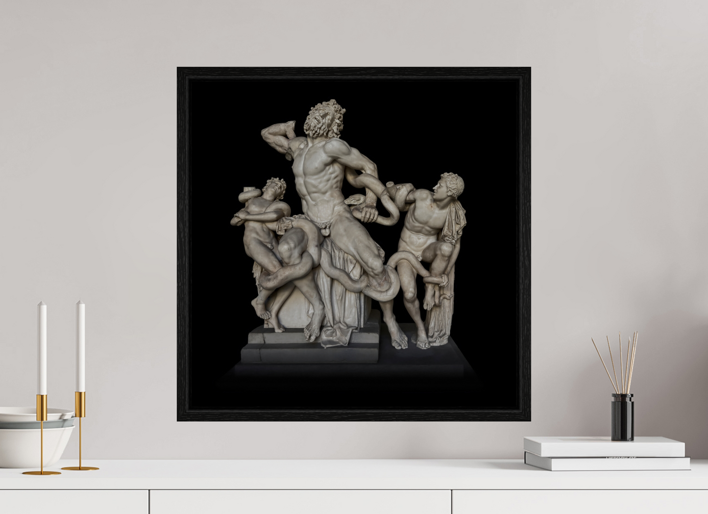 20 x 20″, Floater Frame Laocoön and his Sons Roman Sculpture