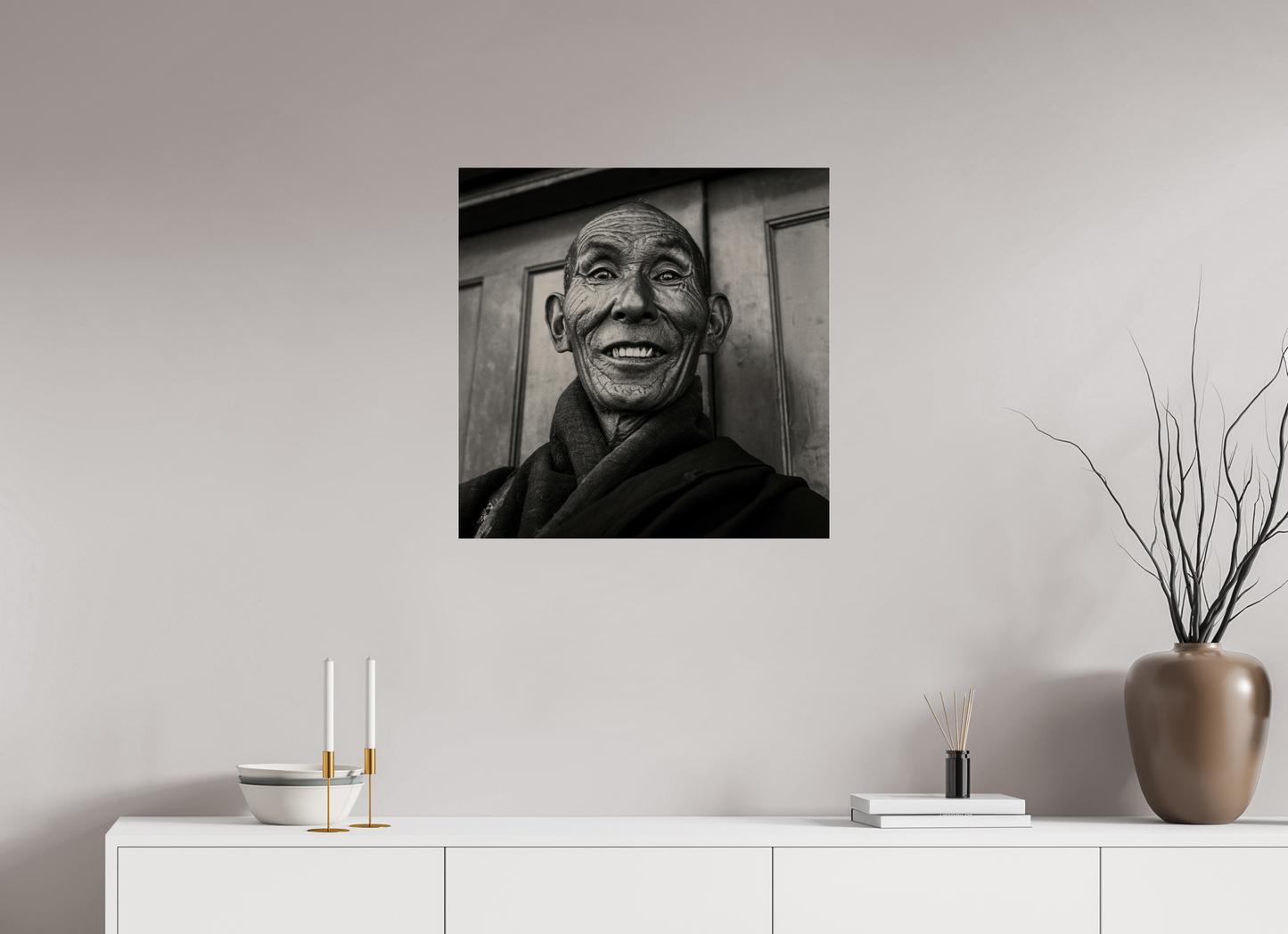 25 x 25″, Frameless Acrylic Glass Reincarnated Tibetan Monk