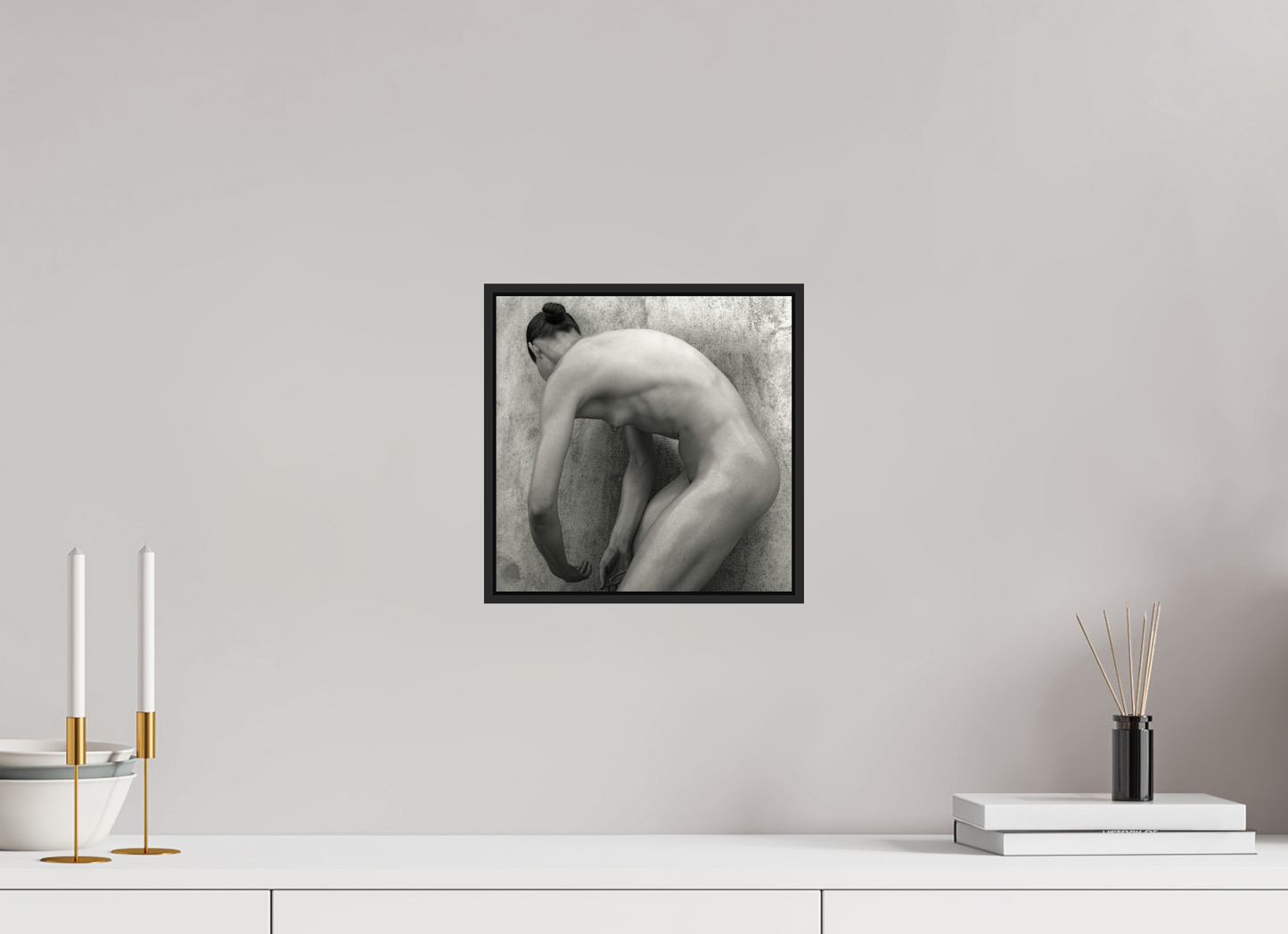 10 x 10″, Black Matte Frame, No Border Nude No.60 - square