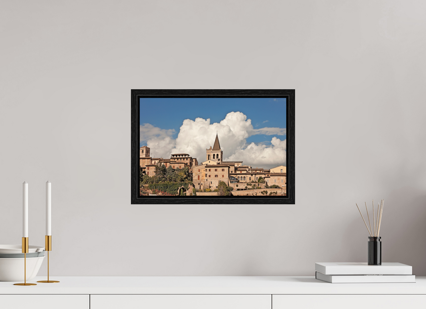 15 x 10″, Floater Frame Town of Spello Umbria