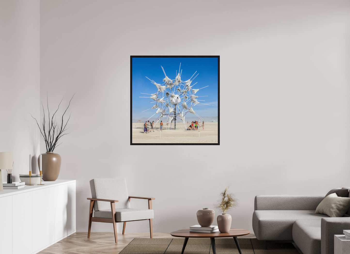 40 x 40″, Floater Frame Burning Man - Gathering at Radia Lumia