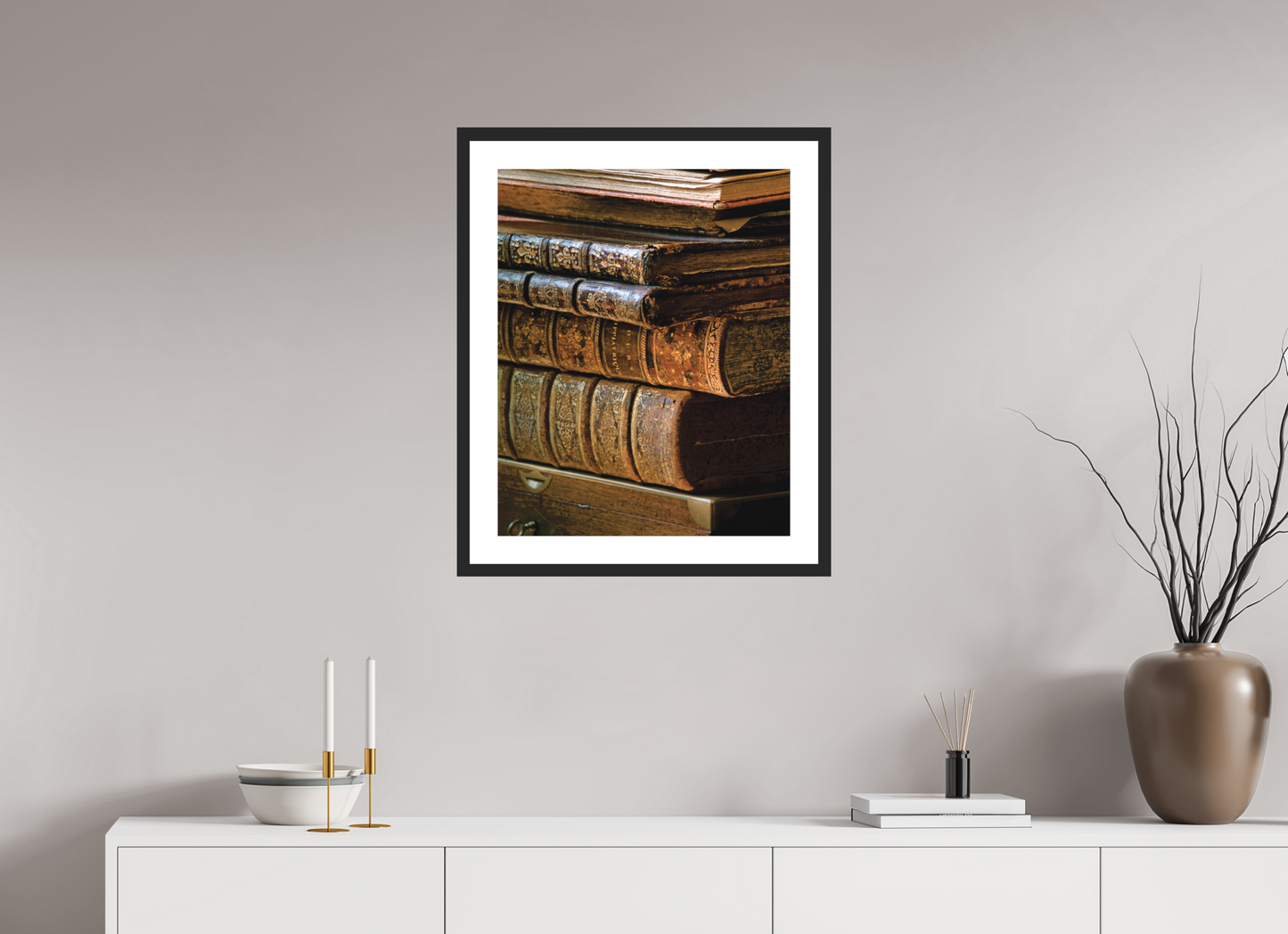 20 x 25″, Solid 0.8" Black Wood Frame With 2" Natural White Passe-Partout with Museum Glass Hermés Archive