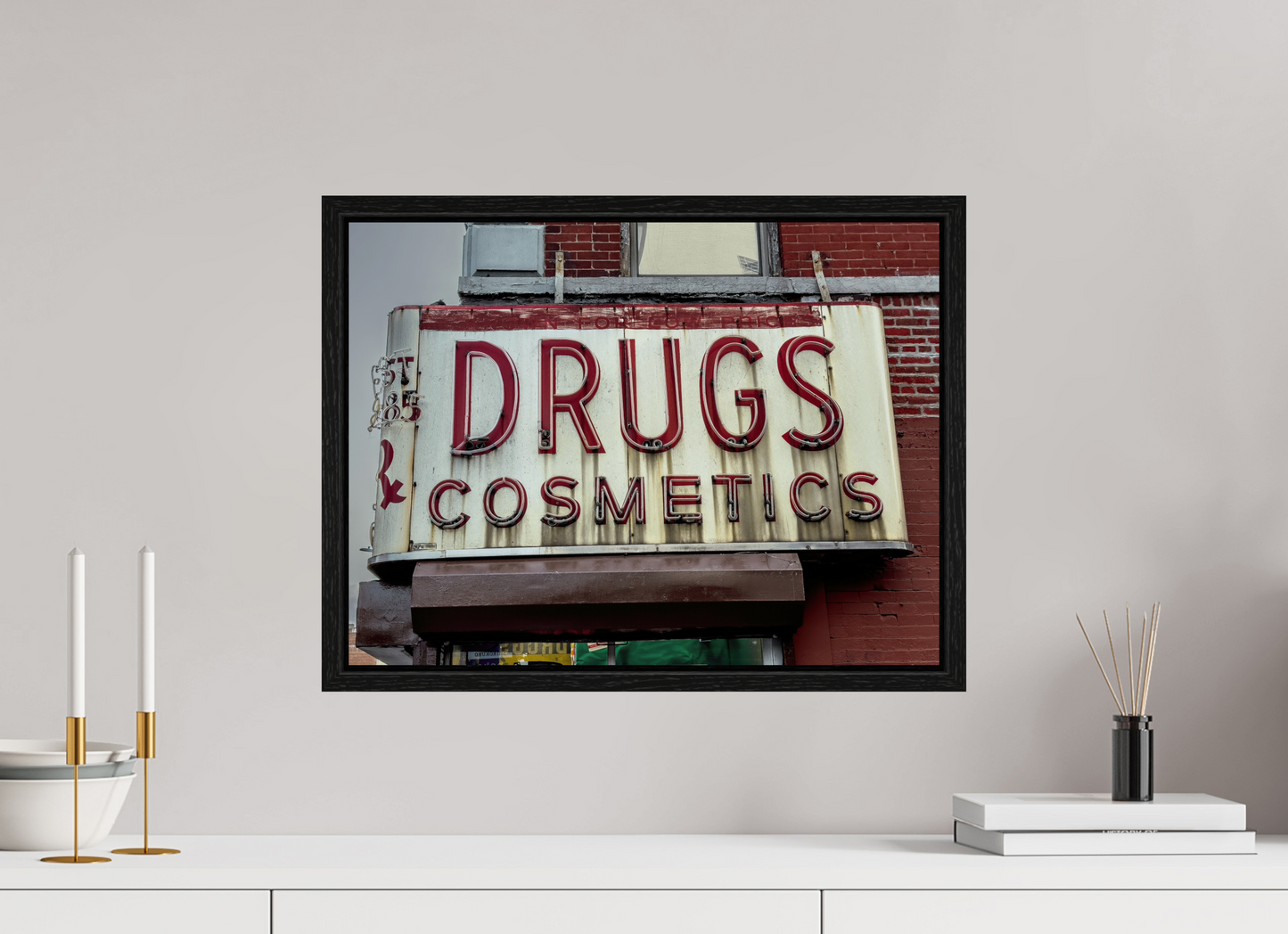 20 x 15″, Floater Frame Drug Cosmetics Sign